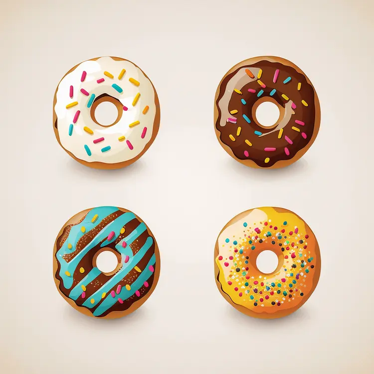 Colorful Donuts with Sprinkles and Glaze