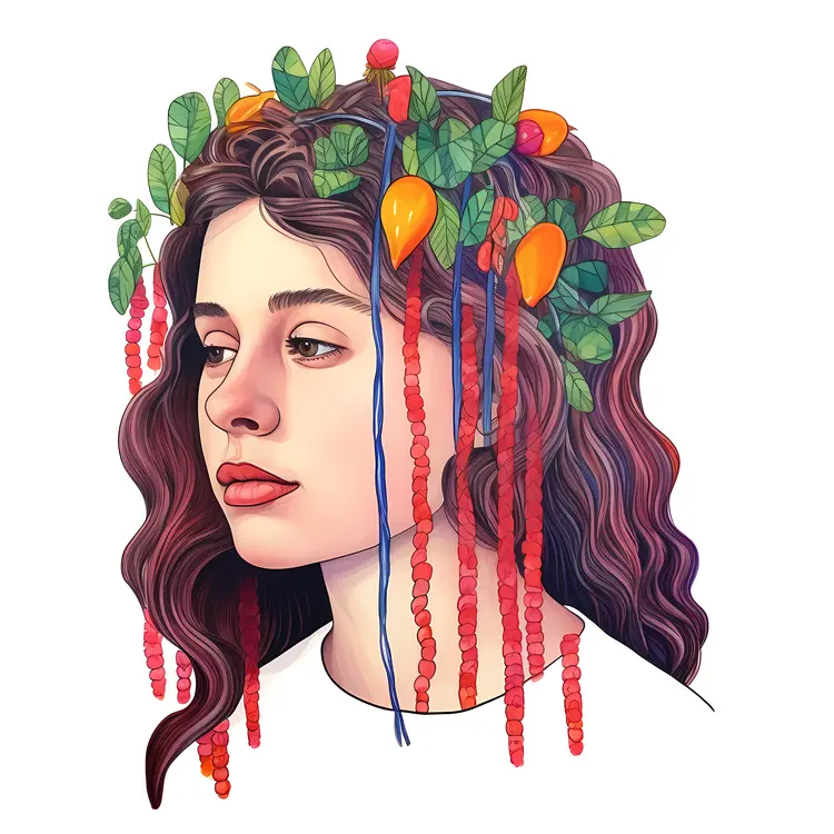 Artistic Portrait of Woman with Floral Headpiece