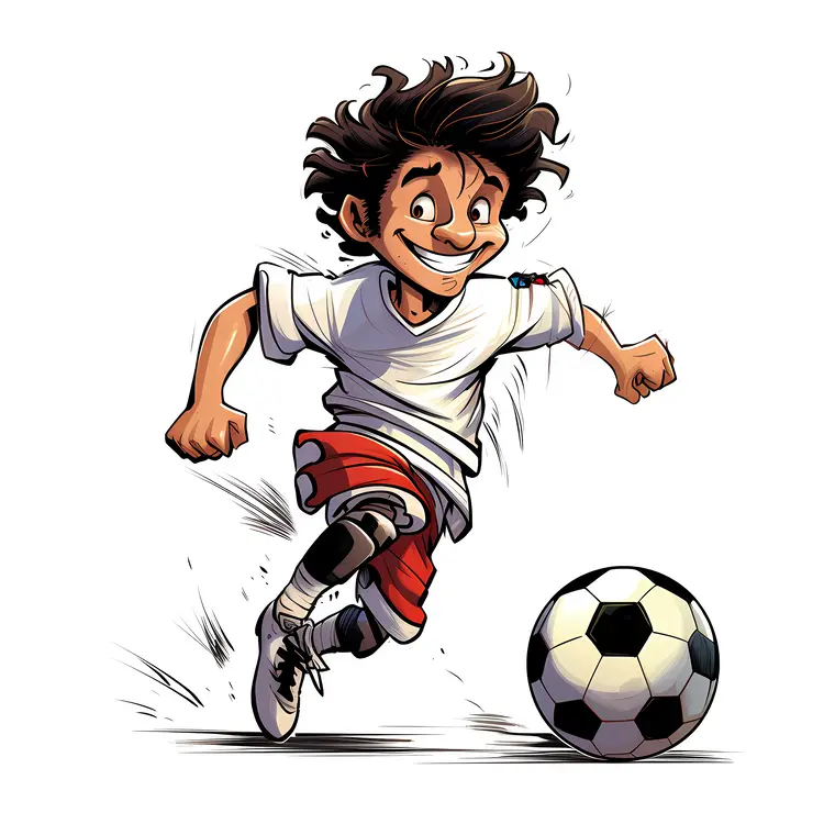 Cute Boy with Soccer Ball in White Jersey