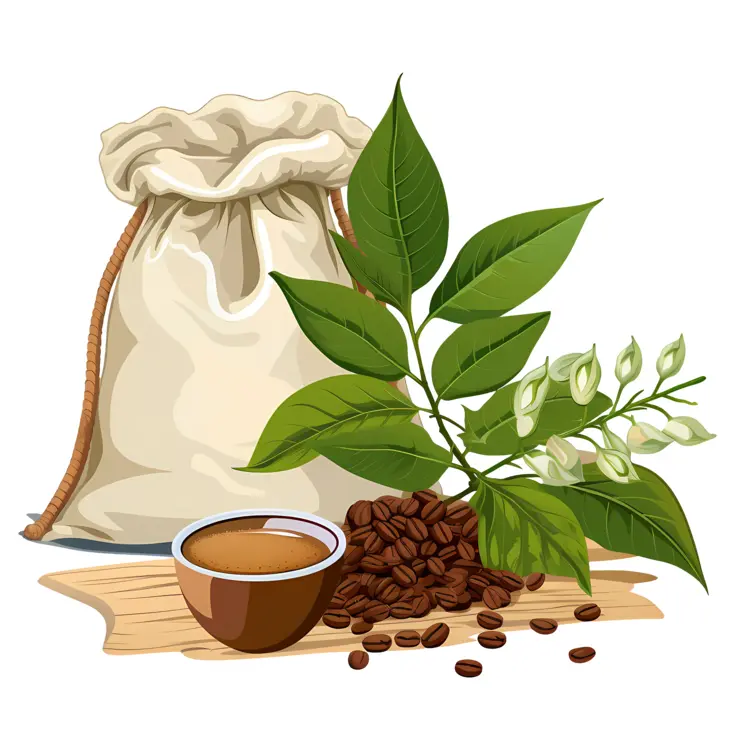 Bag of Coffee Beans with Leaves