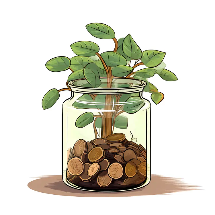 Money Plant in a Jar with Coins