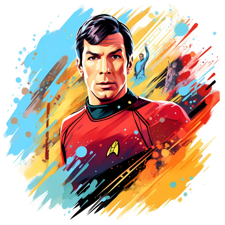 Sci-fi Portrait of Man in Red Uniform