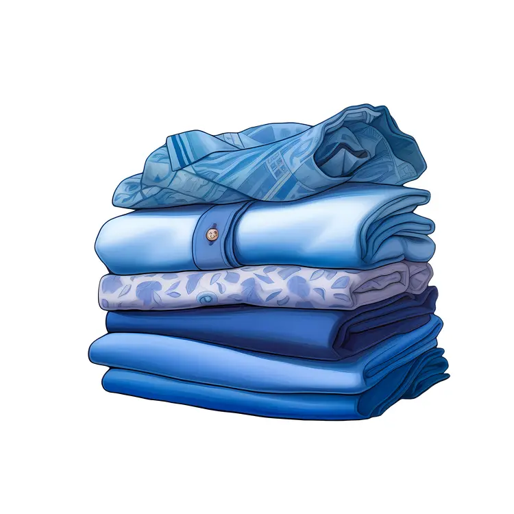 Neatly Folded Blue Shirts Stack