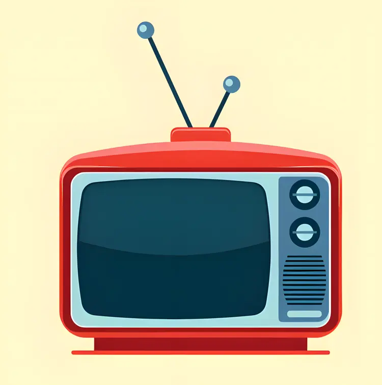 Red Retro TV with Antenna
