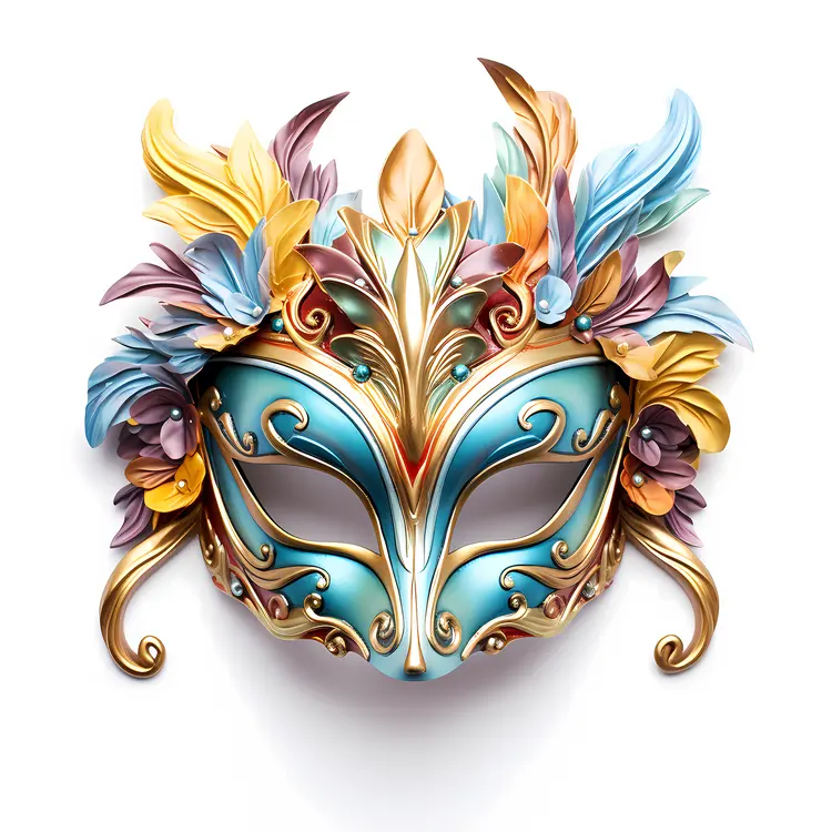 Blue Feather Mask for Carnival Festivities