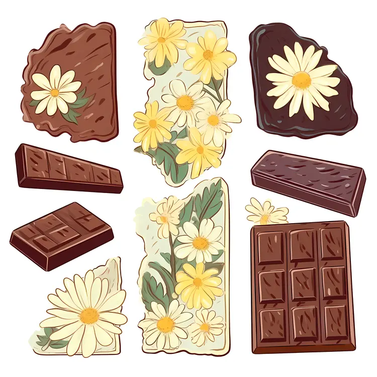 Floral Chocolate Bars Illustration