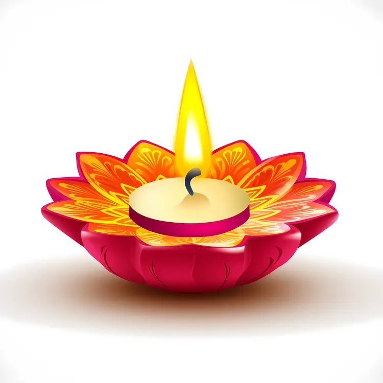 Decorative Candle with Bright Flame for Diwali