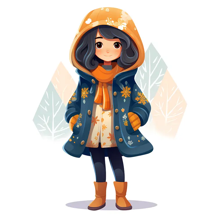 Cute Girl in Winter Coat Illustration