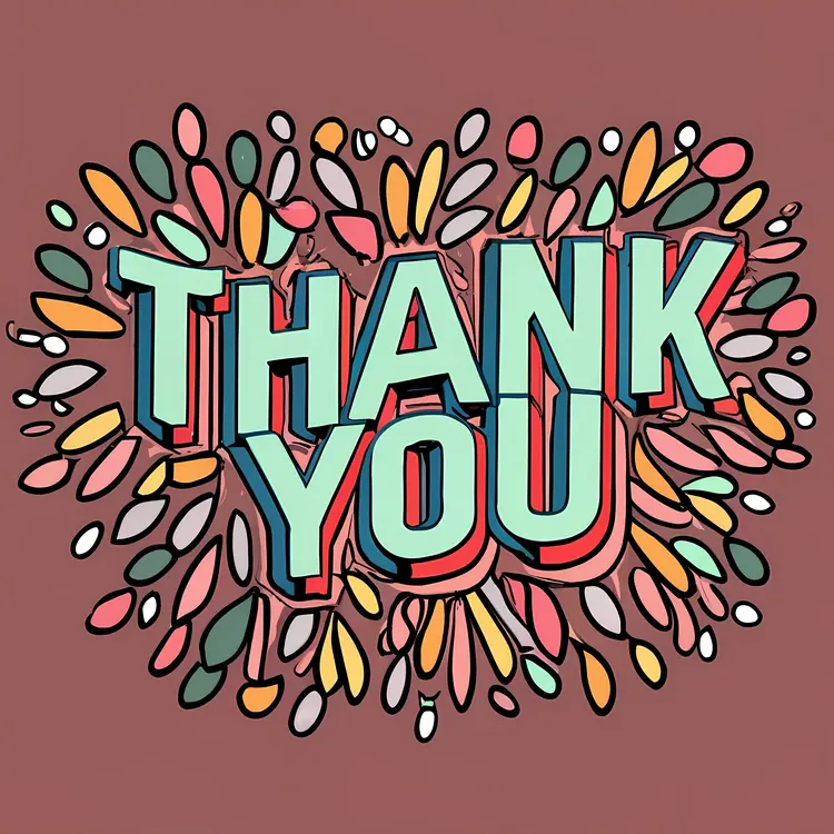 Thank You Text with Colorful Design
