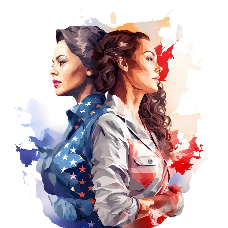 Patriotic Portrait of Two Women