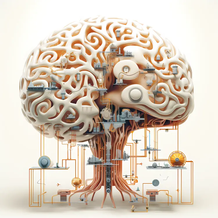 Mechanical Brain Tree Illustration