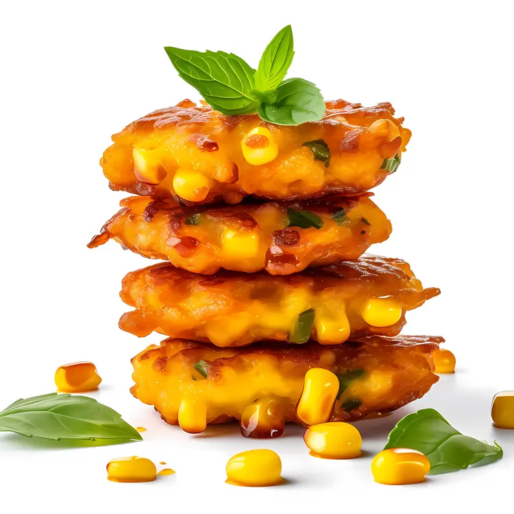 Delicious Corn Fritters with Basil Garnish