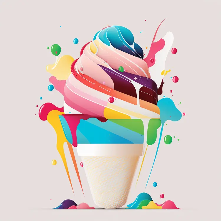 Colorful Ice Cream Cone Illustration