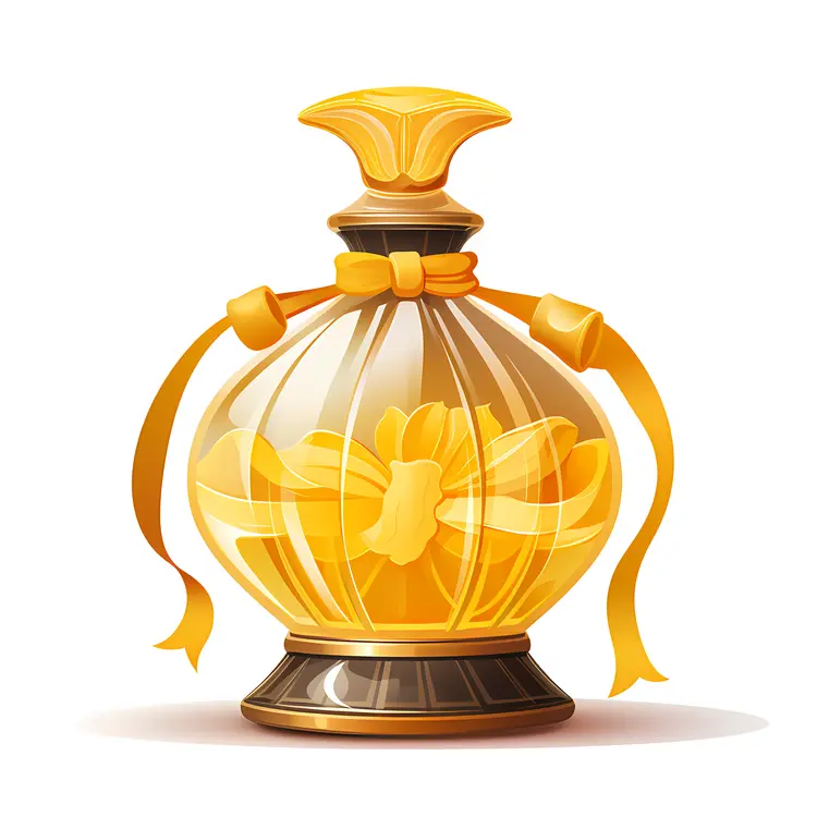 Elegant Perfume Bottle with Golden Ribbon