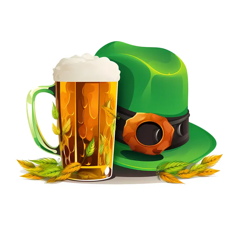 Festive Beer and Green Hat for St. Patrick's Day Celebration