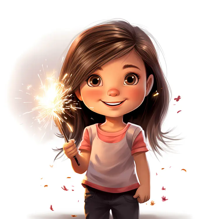 Girl Holding a Sparkler