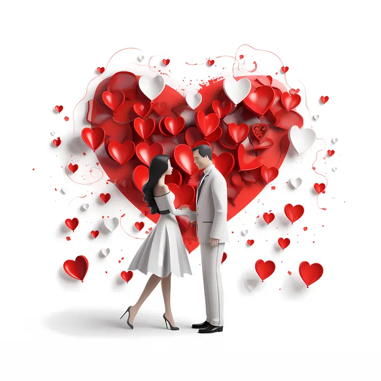 Couple with Heart Sculpture