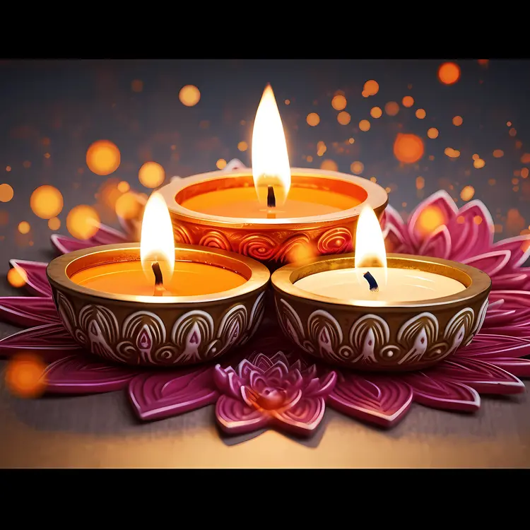 Beautiful Diya Lamps on Lotus Design