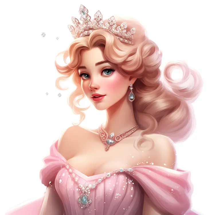 Elegant Princess in Pink Dress with Crown