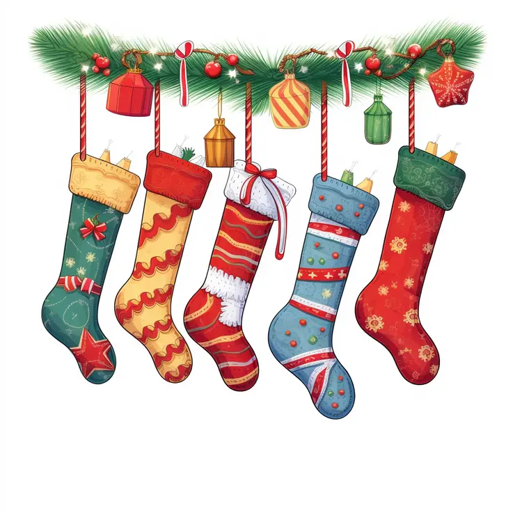 Colorful Christmas Stockings Hanging for Holiday Decor