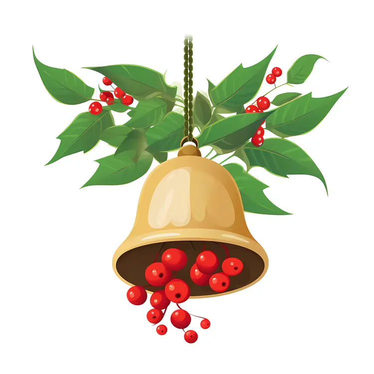 Christmas Bell with Leaves and Berries