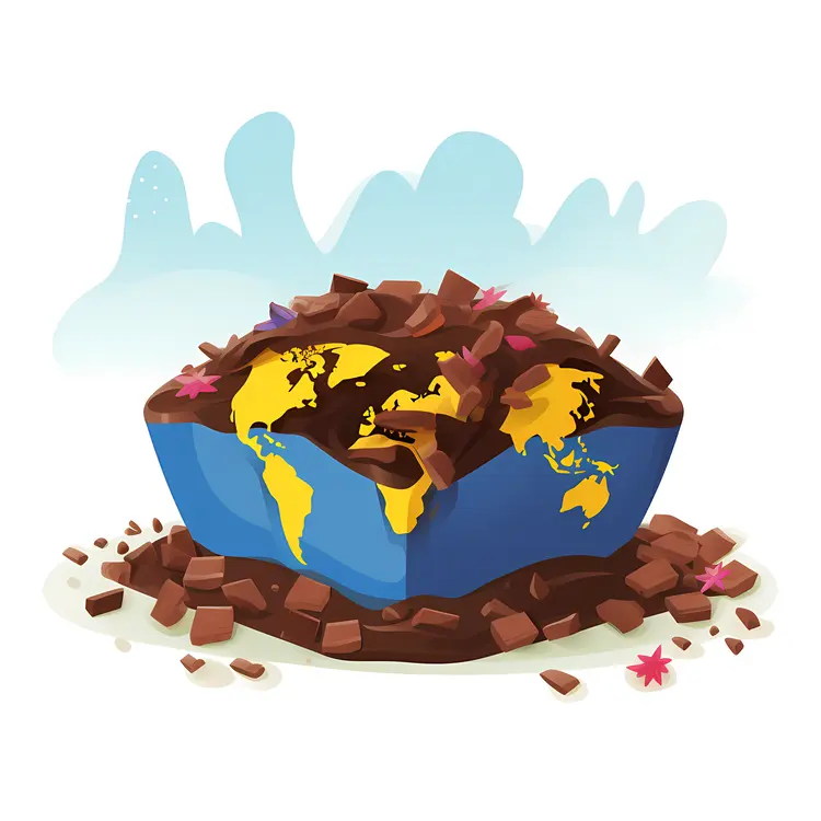 Chocolate Earth with Pink Flowers