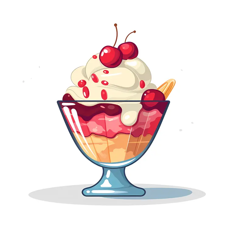 Delicious Ice Cream Sundae with Cherries