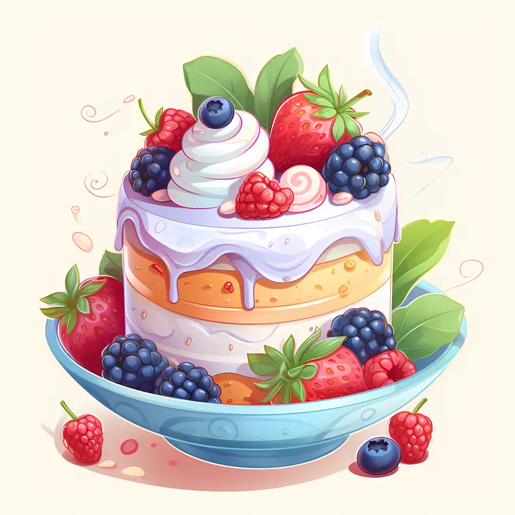 Berry Cake with Fresh Fruits