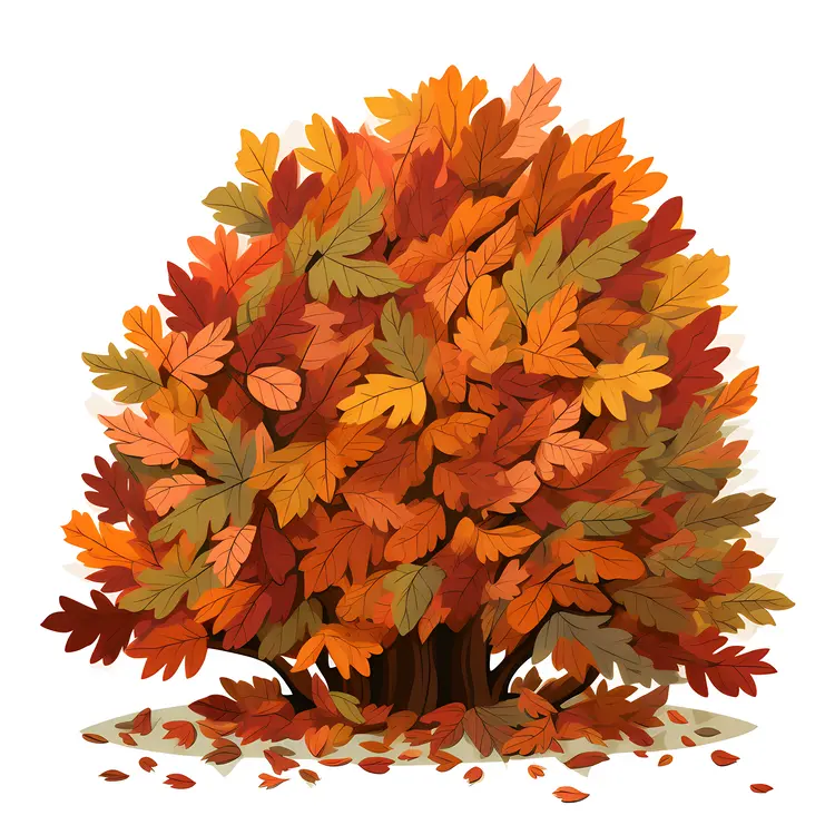 Bush Covered in Autumn Leaves