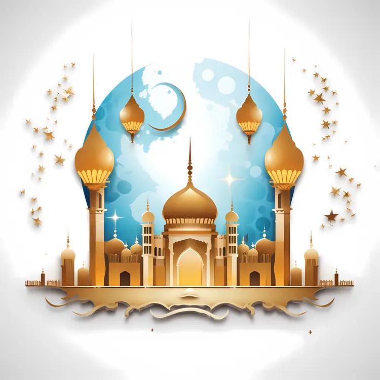 Grand Mosque with Blue Background