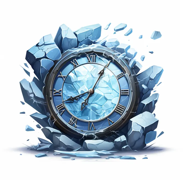 Frozen Clock in Ice