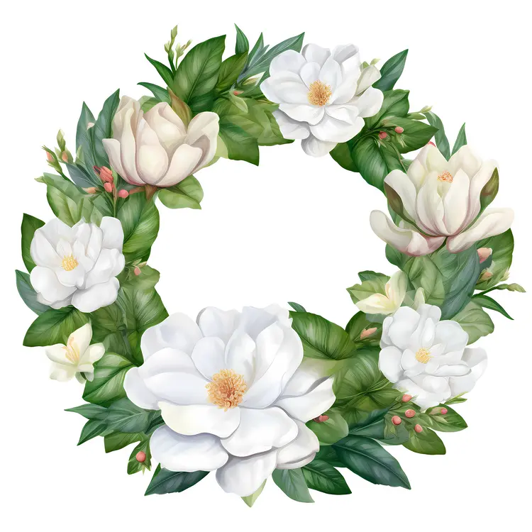 Beautiful Floral Wreath with White Flowers