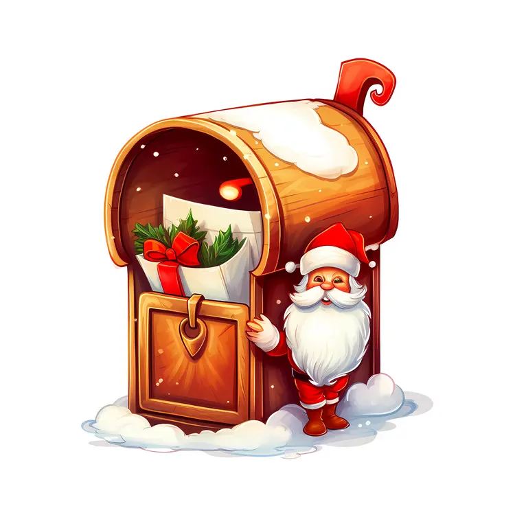 Santa Claus by a Mailbox with a Letter
