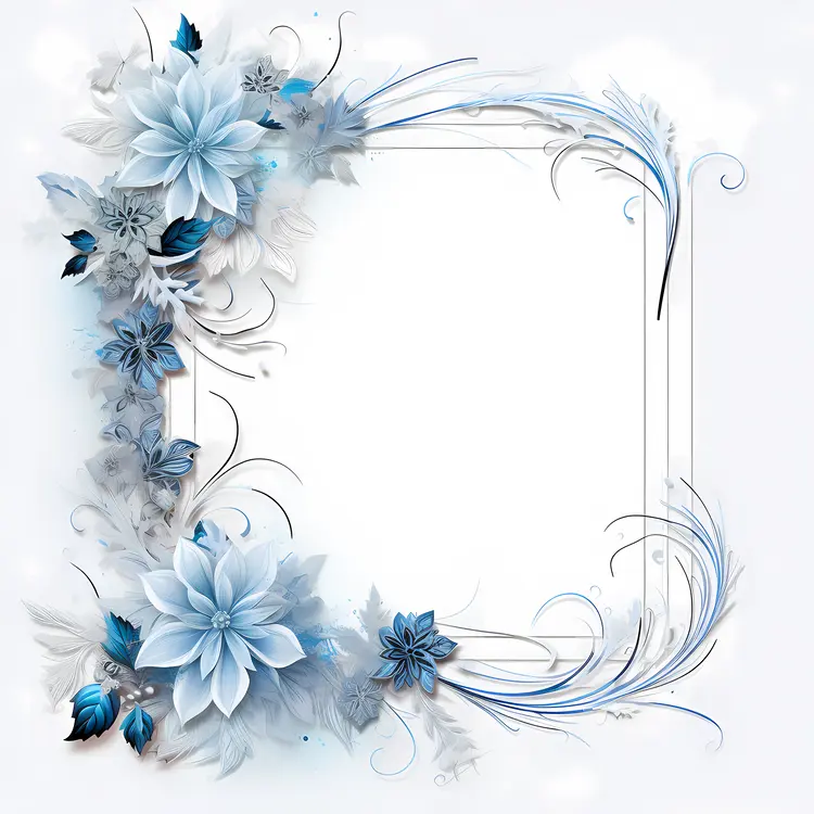 Elegant Blue Floral Frame