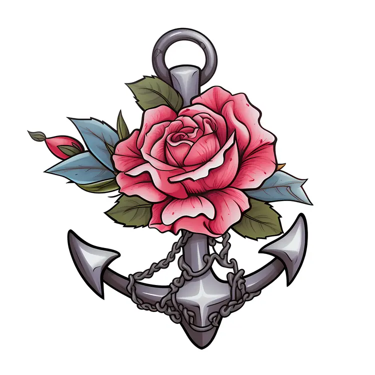 Anchor with Rose and Chain