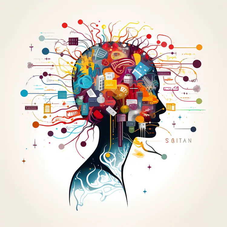 Brain Illustration with Technological Circuits