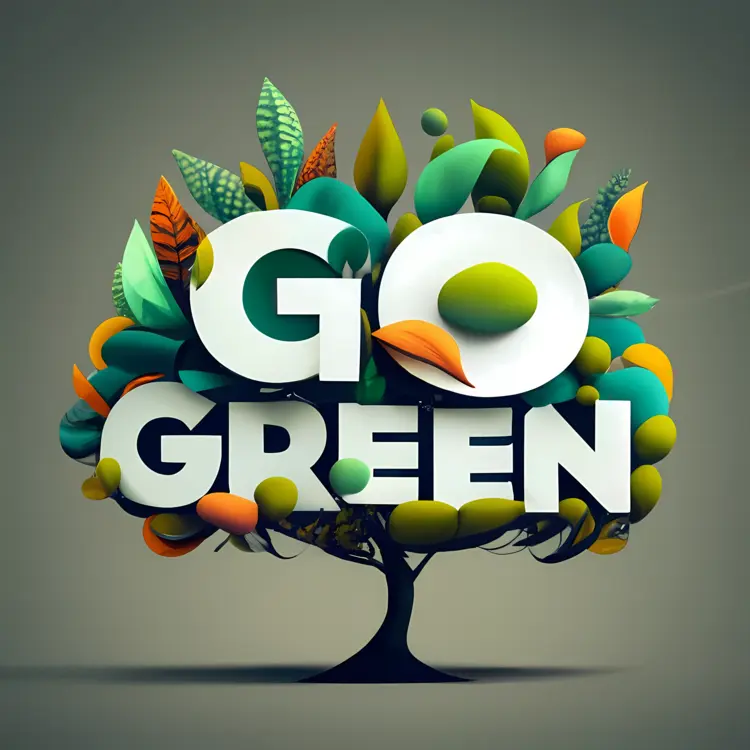 Go Green Slogan with Colorful Tree