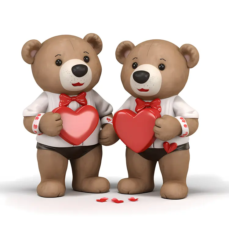 Cute Teddy Bears with Hearts