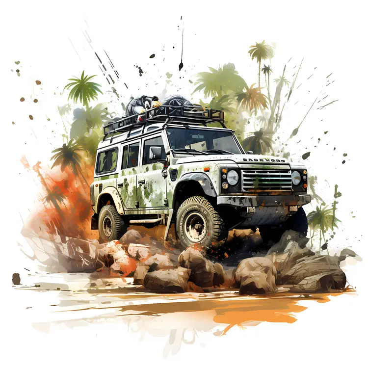 Green Off-road Vehicle on Rocky Terrain