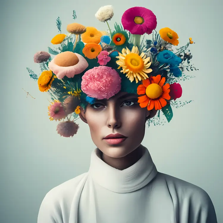 Woman Portrait with Flower Headpiece