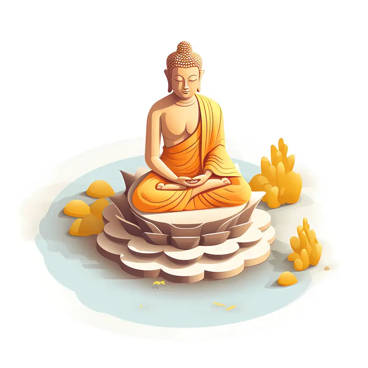 Orange Buddha Statue on Lotus