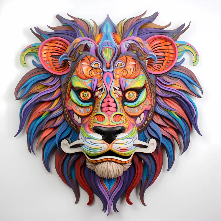 Detailed Colorful Lion Face