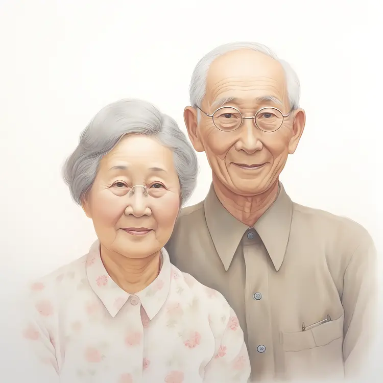Elderly Couple Portrait in Color