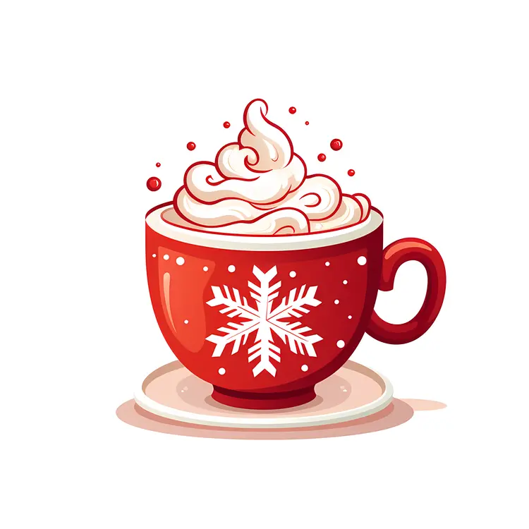 Holiday Hot Drink with Whipped Cream in Red Cup
