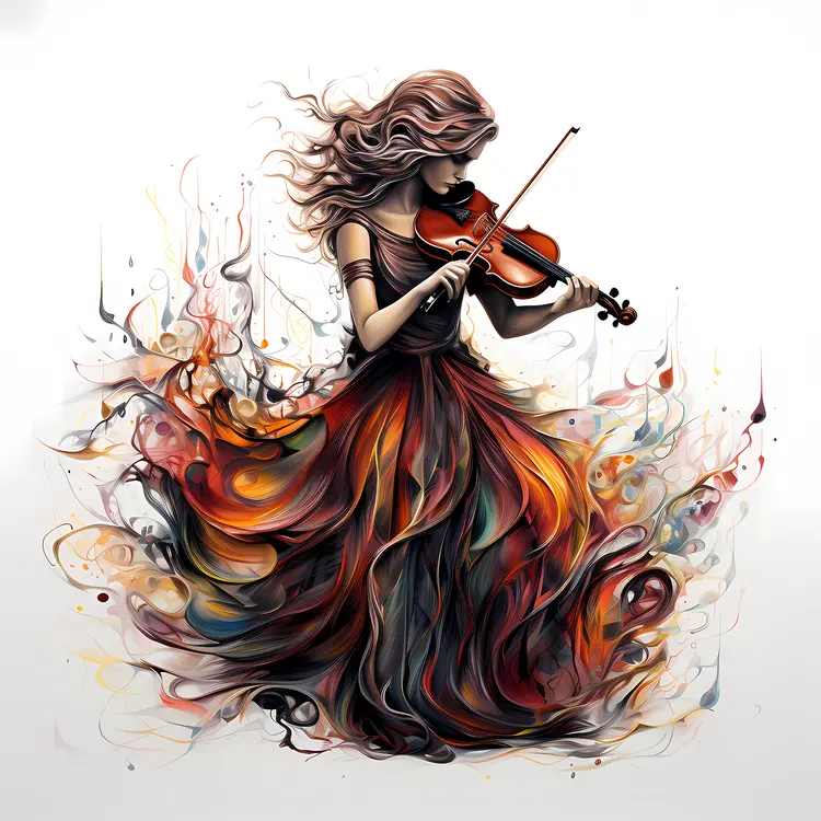 Girl Playing Violin in Artistic Style
