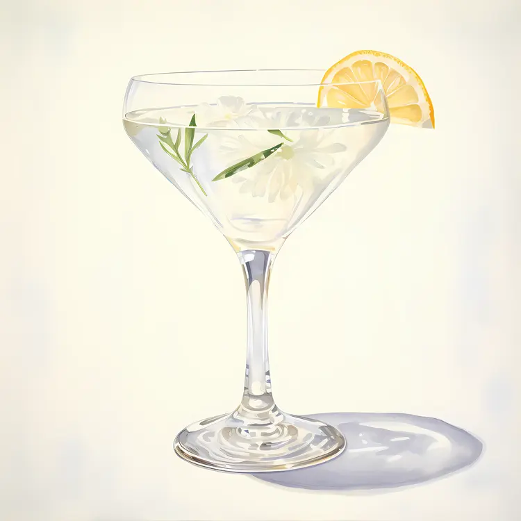 Elegant Cocktail Glass with Lemon Slice