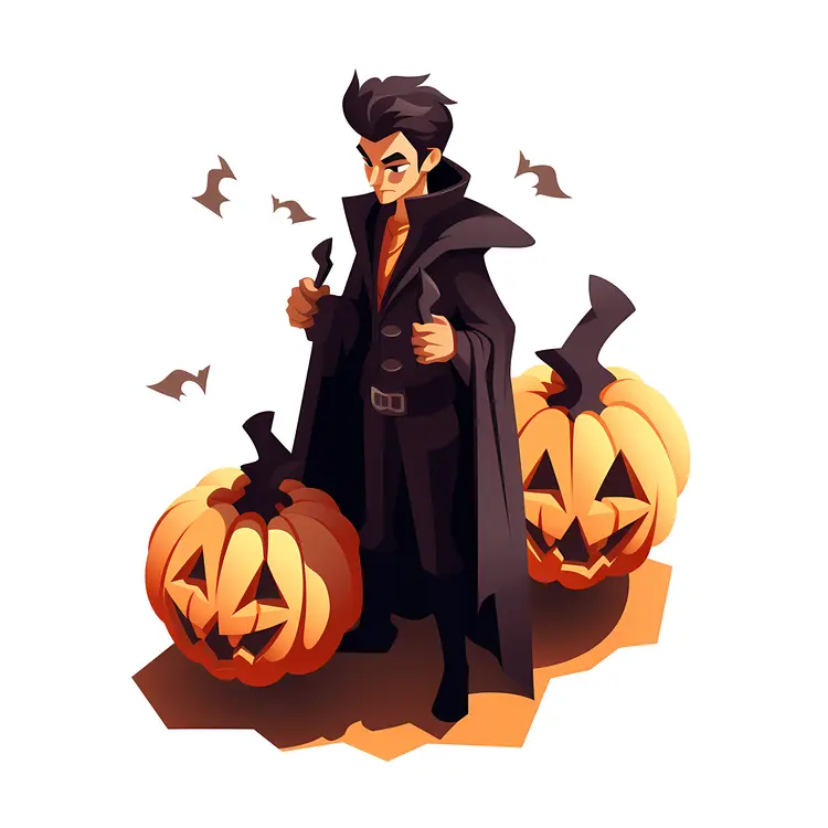 Vampire with Pumpkins for Halloween