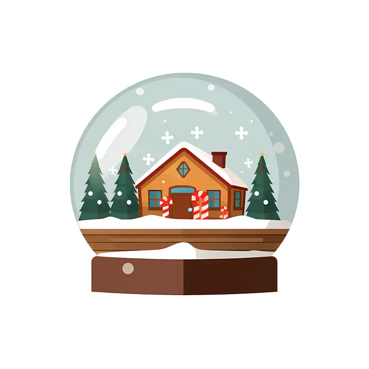 Cute Snow Globe with Winter House Scene