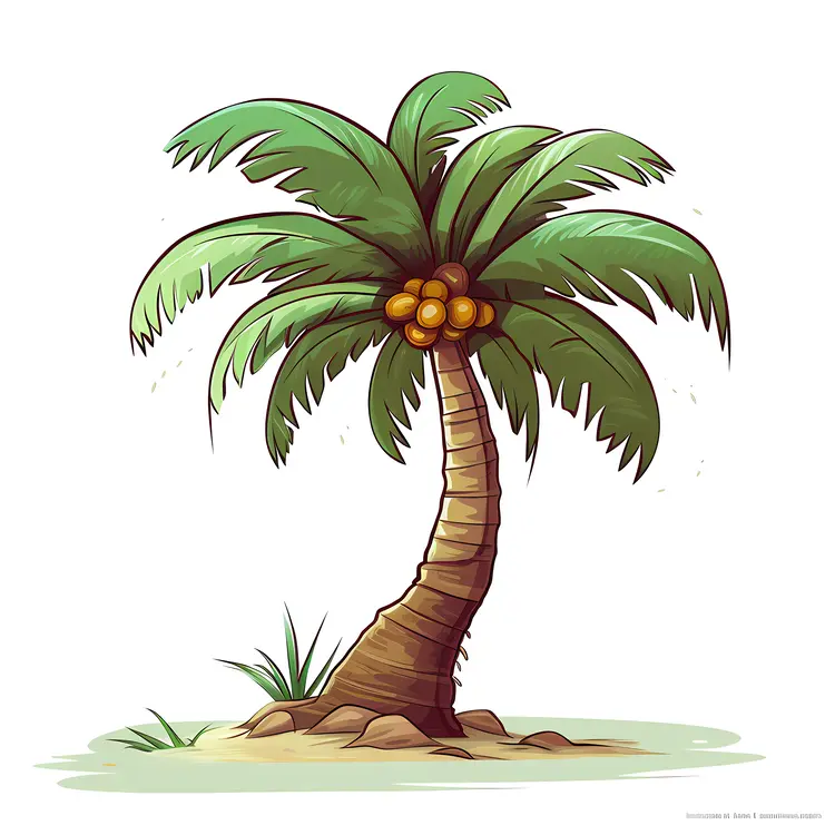 Tropical Palm Tree with Coconuts