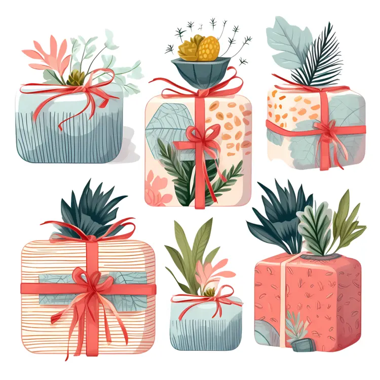 Decorative Gift Boxes with Plants